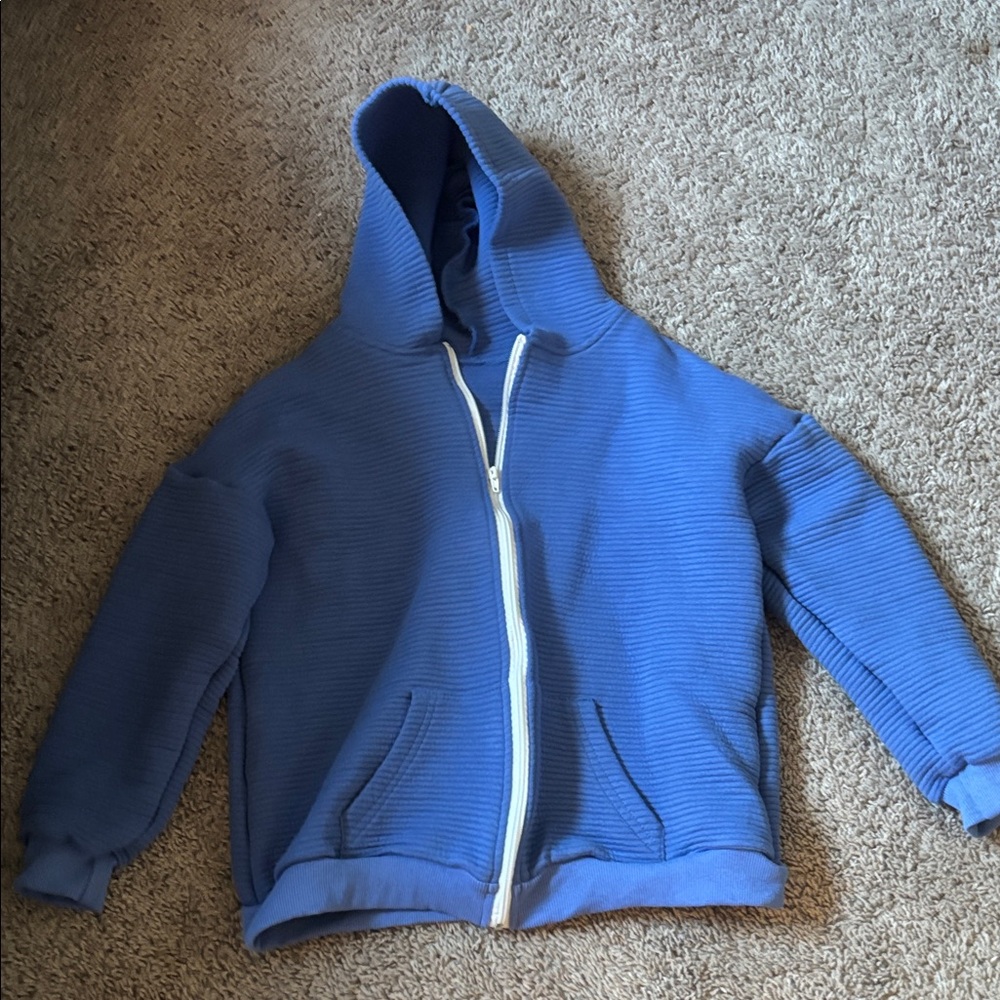 Girls Blue Hooded Zip-Up Jacket